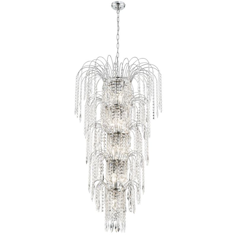 Searchlight-1313-13CC - Waterfall - Crystal with Chrome 5 Tier Waterfall Chandelier
