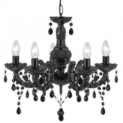 Marie Therese - Black Crystal  & Acrylic 5 Light Chandelier Marie Therese - Black Crystal  & Acrylic 5 Light Chandelier