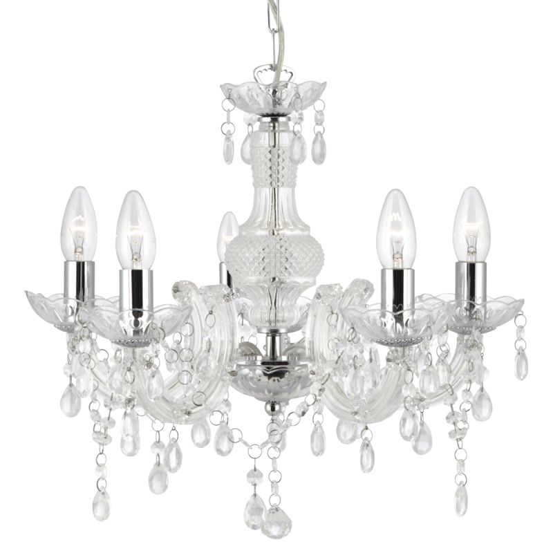 Searchlight-1455-5CL - Marie Therese - Crystal & Acrylic 5 Light Chandelier - Chrome