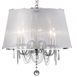 Venetian - White Viole with Chrome & Crystal 5 Light Pendant Venetian - White Viole with Chrome & Crystal 5 Light Pendant