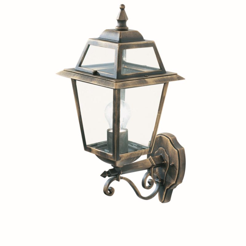 Searchlight-1521 - New Orleans - Outdoor Black & Gold with Glass Uplighter Wall Lamp