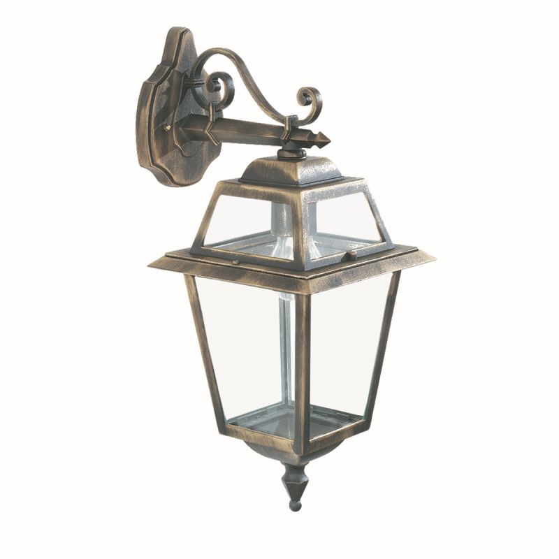 Searchlight-1522 - New Orleans - Outdoor Black & Gold with Glass Downlighter Wall Lamp