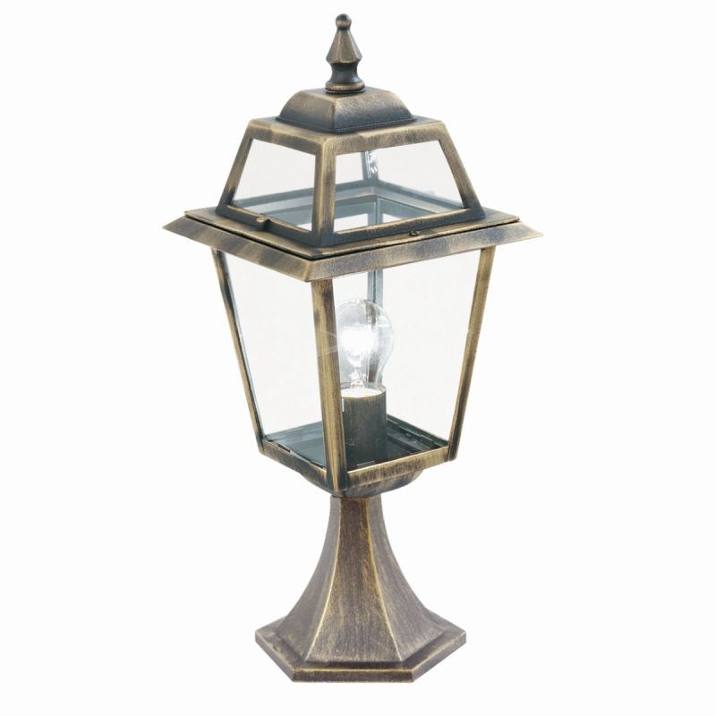 Searchlight-1524 - New Orleans - Outdoor Black & Gold with Glass Small Post