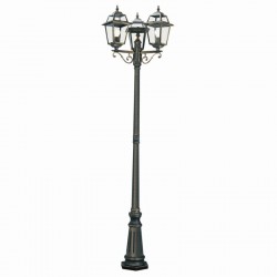 New Orleans - Outdoor Black & Gold with Glass 3 Light Post