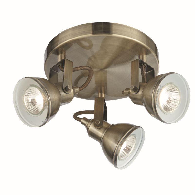 Searchlight-1543AB - Focus - Antique Brass 3 Light Round Spotlights