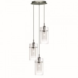 Duo 1 - Double Clear & Frosted Glass 3 Light Cluster Pendant Duo 1 - Double Clear & Frosted Glass 3 Light Cluster Pendant