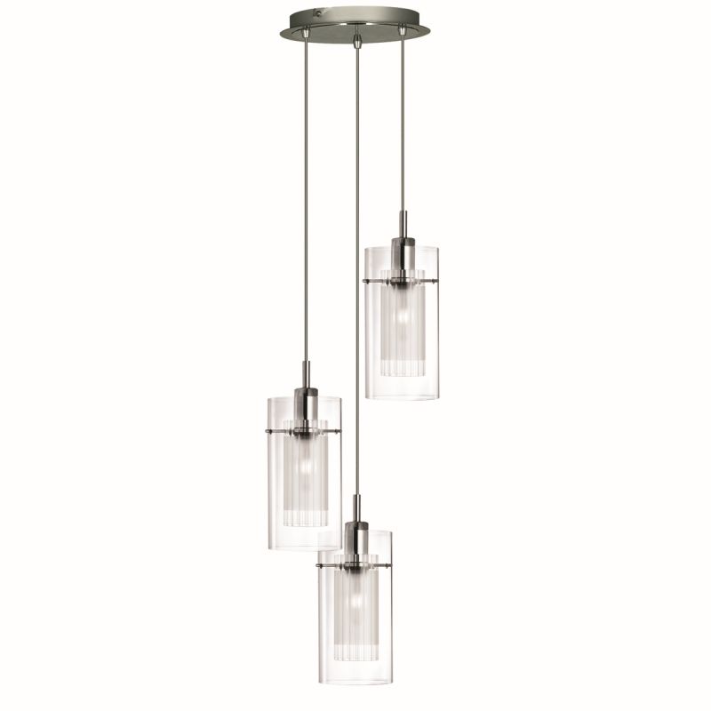 Searchlight-2300-3 - Duo 1 - Double Clear & Frosted Glass 3 Light Cluster Pendant