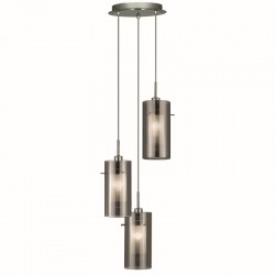 Duo 2 - Double Smoky & Frosted Glass 3 Light Cluster Pendant Duo 2 - Double Smoky & Frosted Glass 3 Light Cluster Pendant