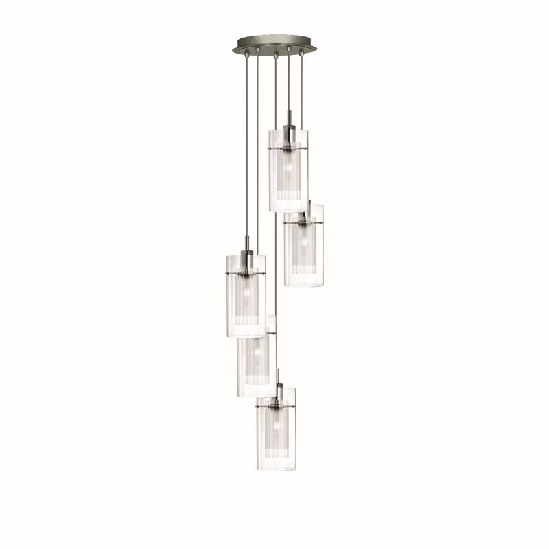 Searchlight-2305-5 - Duo 1 - Double Clear & Frosted Glass 5 Light Cluster Pendant