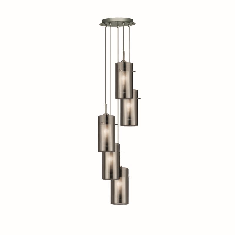 Searchlight-2305-5SM - Duo 2 - Double Smoky & Frosted Glass 5 Light Cluster Pendant