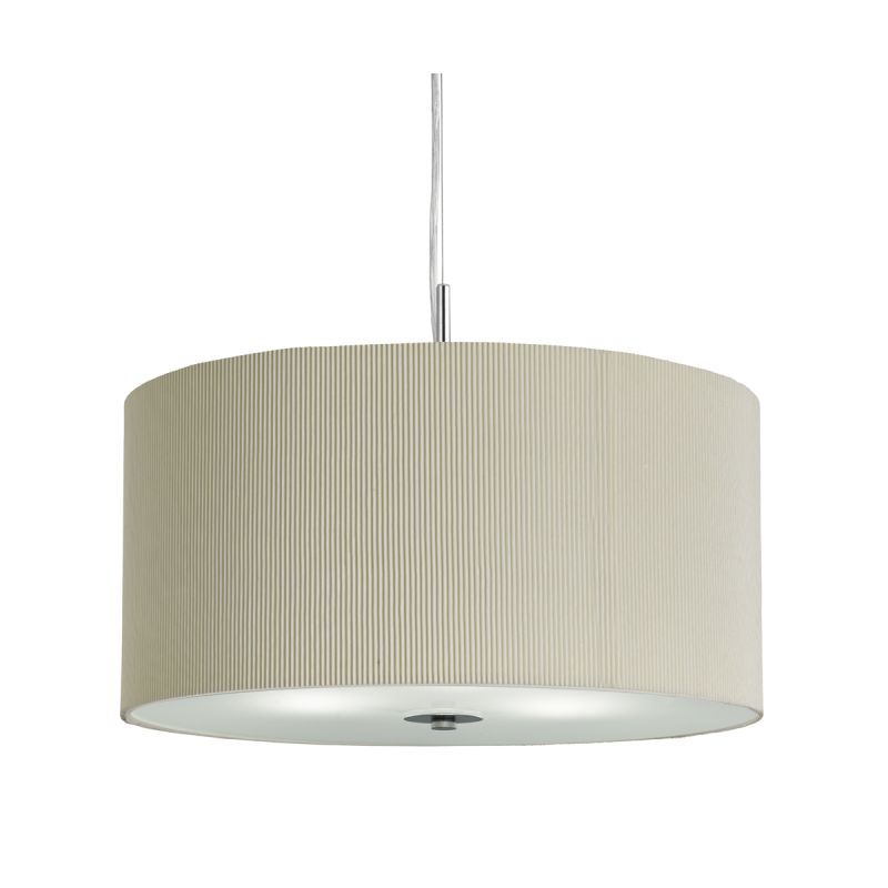 Searchlight-2353-40CR - Drum Pleat - Cream With Frosted Glass 3 Light Pendant