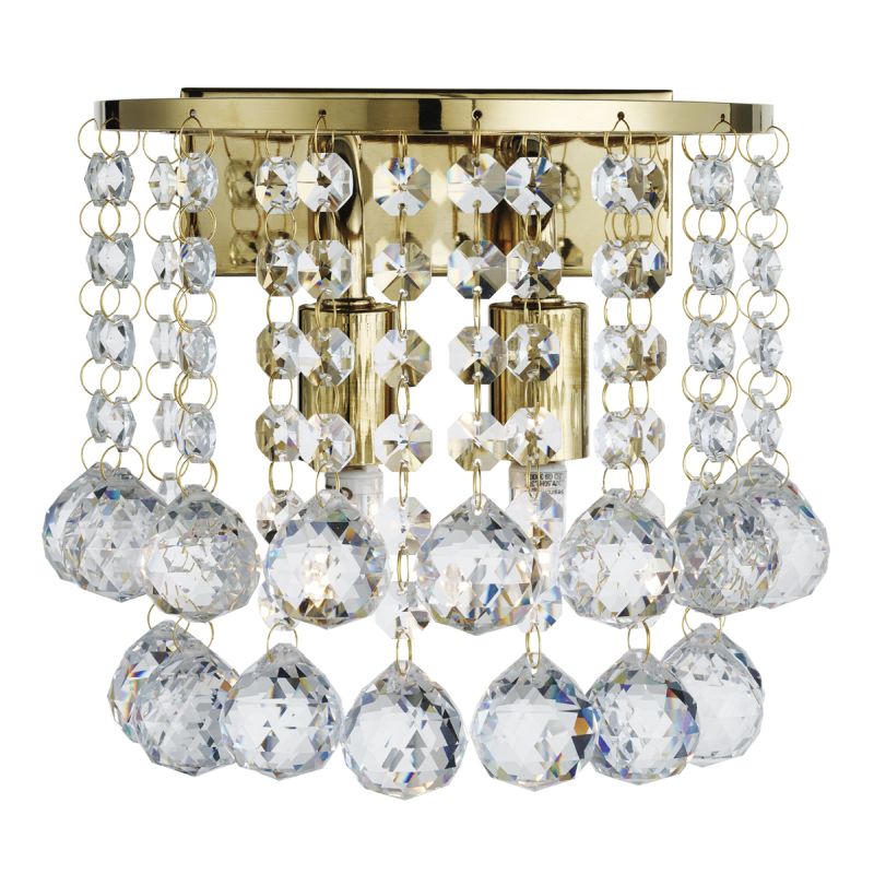 Searchlight-2402-2GO - Hanna - Crystal with Gold 2 Light Wall Lamp
