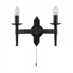 Cartwheel II - Gothic Matt Black 2 Light Wall Lamp