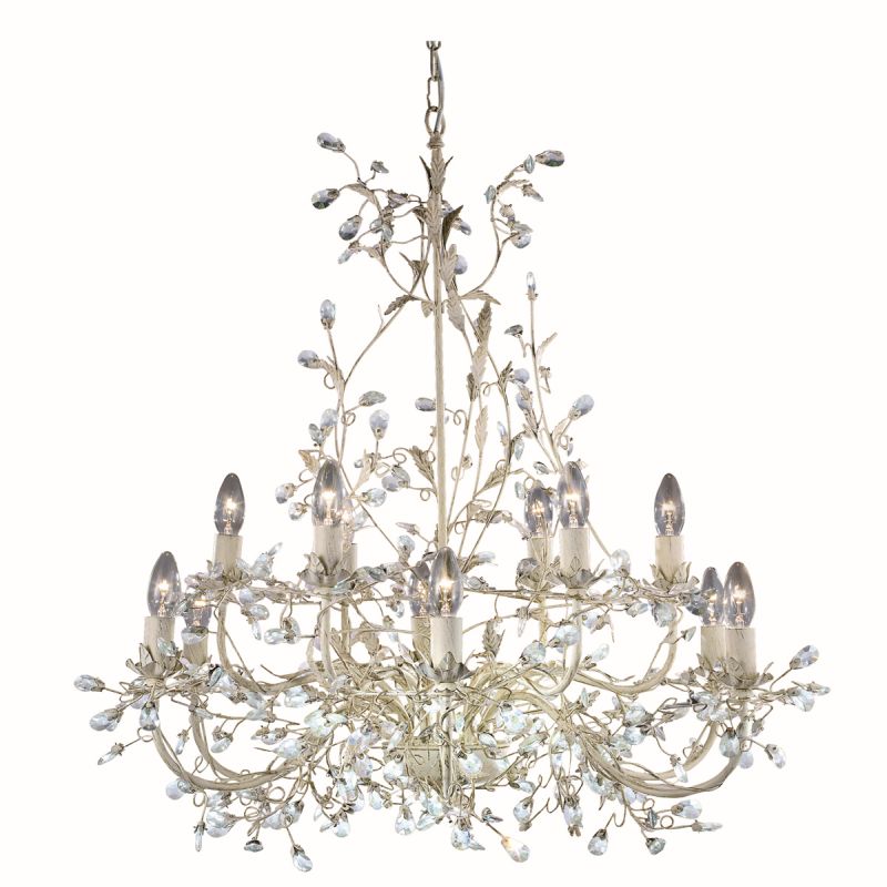 Searchlight-24912-12CR - Almandite - Cream & Gold with Crystal 12 Light Centre Fitting