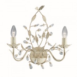 Almandite - Cream & Gold with Crystal 2 Light Wall Lamp