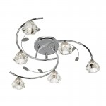 Sierra - Chrome with Crystal 6 Light Ceiling Lamp