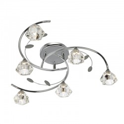 Sierra - Chrome with Crystal 6 Light Ceiling Lamp