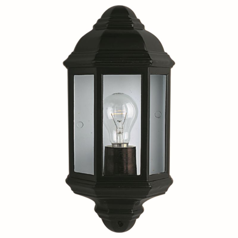 Searchlight-280BK - Maine - Black & Glass Half Lantern Wall Lamp