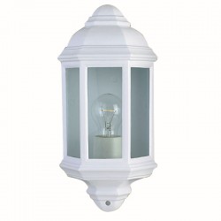 Maine - White & Glass Half Lantern Wall Lamp
