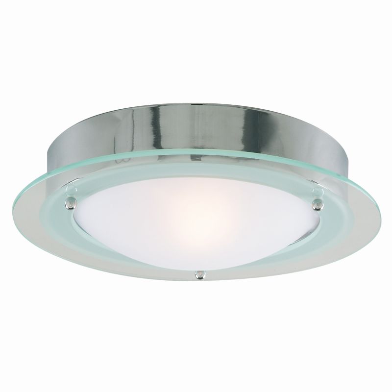 Searchlight-3108CC - Belfast - White & Clear Glass with Chrome Flush