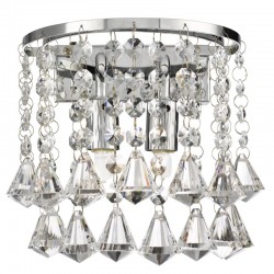 Hanna - Crystal Pyramid Drops with Chrome Wall Lamp