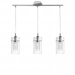 Duo 1 - Double Clear & Frosted Glass 3 Light Bar Pendant Duo 1 - Double Clear & Frosted Glass 3 Light Bar Pendant