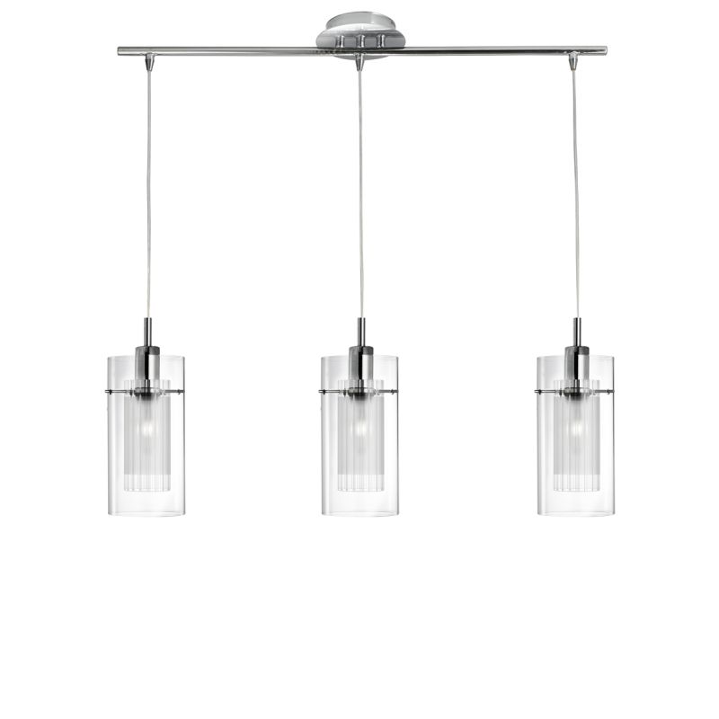Searchlight-3303-3CC - Duo 1 - Double Clear & Frosted Glass 3 Light Bar Pendant