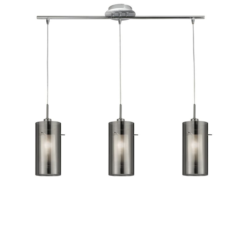 Searchlight-3303-3SM - Duo 2 - Double Smoky & Frosted Glass 3 Light Bar Pendant