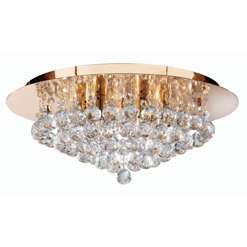 Searchlight-3406-6GO - Hanna - Crystal with Gold 6 Light Round Ceiling Lamp