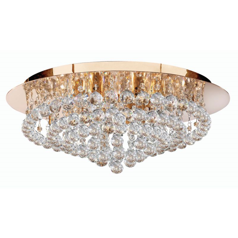 Searchlight-3408-8GO - Hanna - Crystal with Gold 8 Light Round Ceiling Lamp