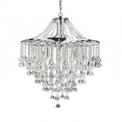 Dorchester - Crystal Pyramid Drops with Chrome 5 Light Pendant