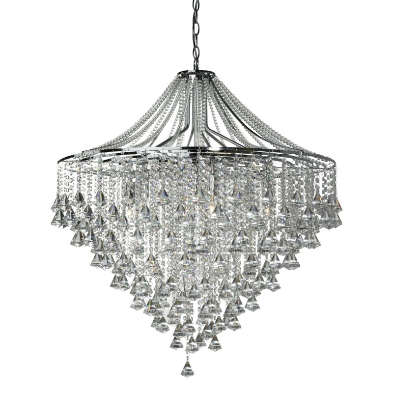 Searchlight-3497-7CC - Dorchester - Crystal Pyramid Drops with Chrome 7 Light Pendant
