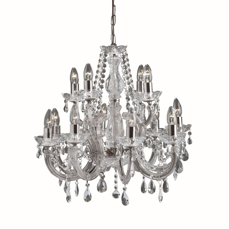 Searchlight-399-12 - Marie Therese - Crystal & Acrylic 12 Light Chandelier - Chrome