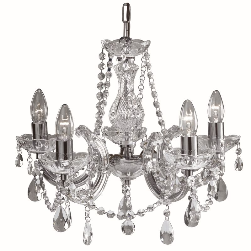 Searchlight-399-5 - Marie Therese - Crystal & Acrylic 5 Light Chrome Chandelier