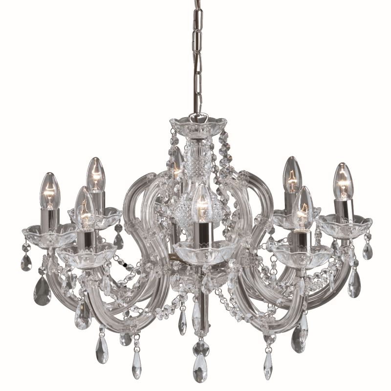 Searchlight-399-8 - Marie Therese - Crystal Glass & Acrylic 8 Light Chandelier - Chrome