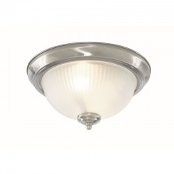 American Diner - Bathroom Ribbed Glass & Satin Silver 2 Light Flush