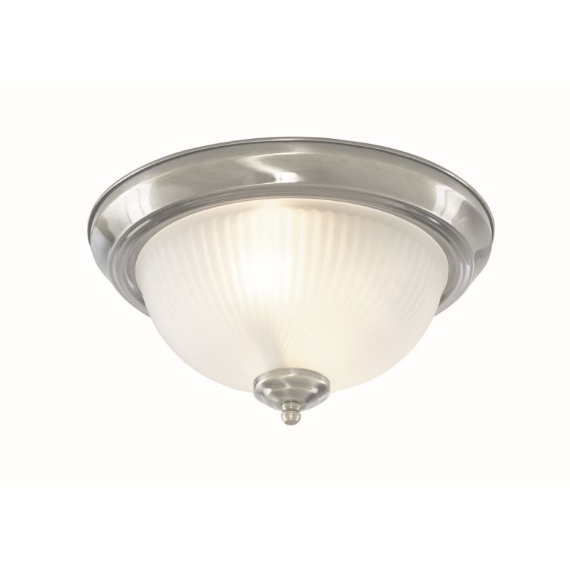 Searchlight-4042 - American Diner - Bathroom Ribbed Glass & Satin Silver 2 Light Flush