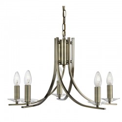 Ascona - Antique Brass & Crystal Twist 5 Light Pendant Ascona - Antique Brass & Crystal Twist 5 Light Pendant