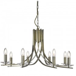Ascona - Antique Brass & Crystal Twist 8 Light Pendant