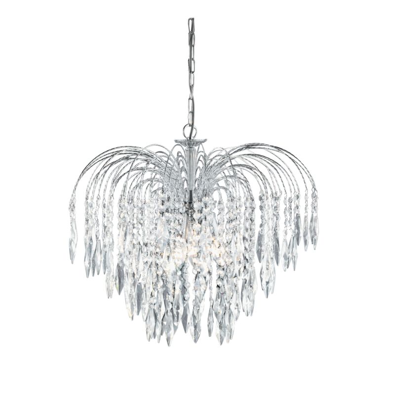 Searchlight-4175-5 - Waterfall - Crystal with Chrome 5 Light Waterfall Pendant