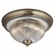 Searchlight-4370 - American Diner - Antique Brass Flush with Ribbed Glass IP44