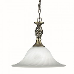 Cameroon - Marble Glass with Antique Brass Single Pendant