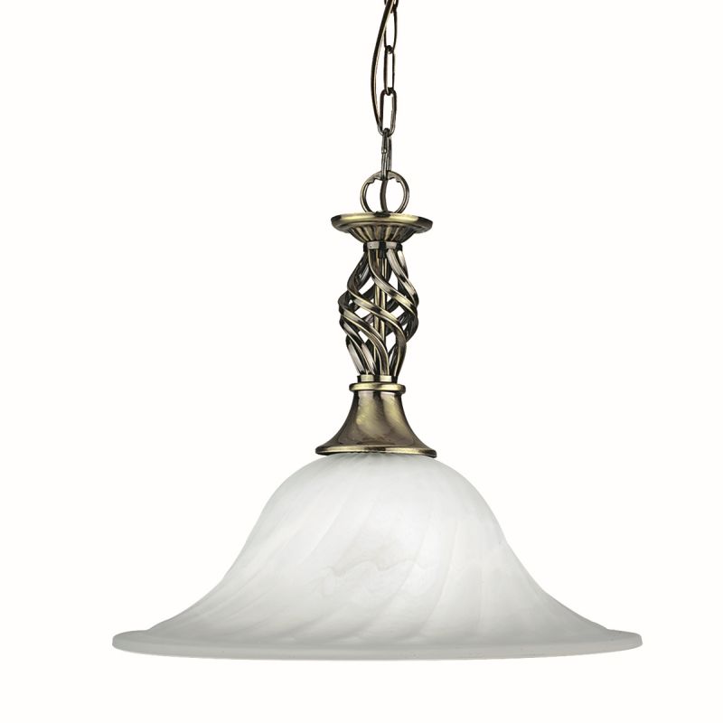 Searchlight-4581-14AB - Cameroon - Marble Glass with Antique Brass Single Pendant