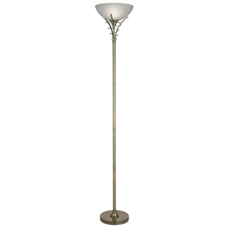 Searchlight-5222AB - Linea - Antique Brass with Frosted Glass Floor Lamp