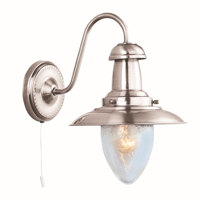 Searchlight-5331-1SS - Fisherman - Satin Silver with Glass Fisherman Wall Lamp
