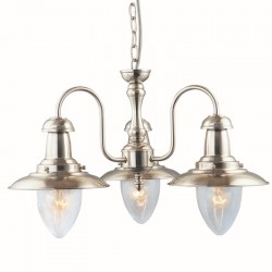 Fisherman - Satin Silver with Glass 3 Light Fisherman Pendant