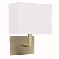 Hotel - White Fabric Shade with Antique Brass Wall Lamp