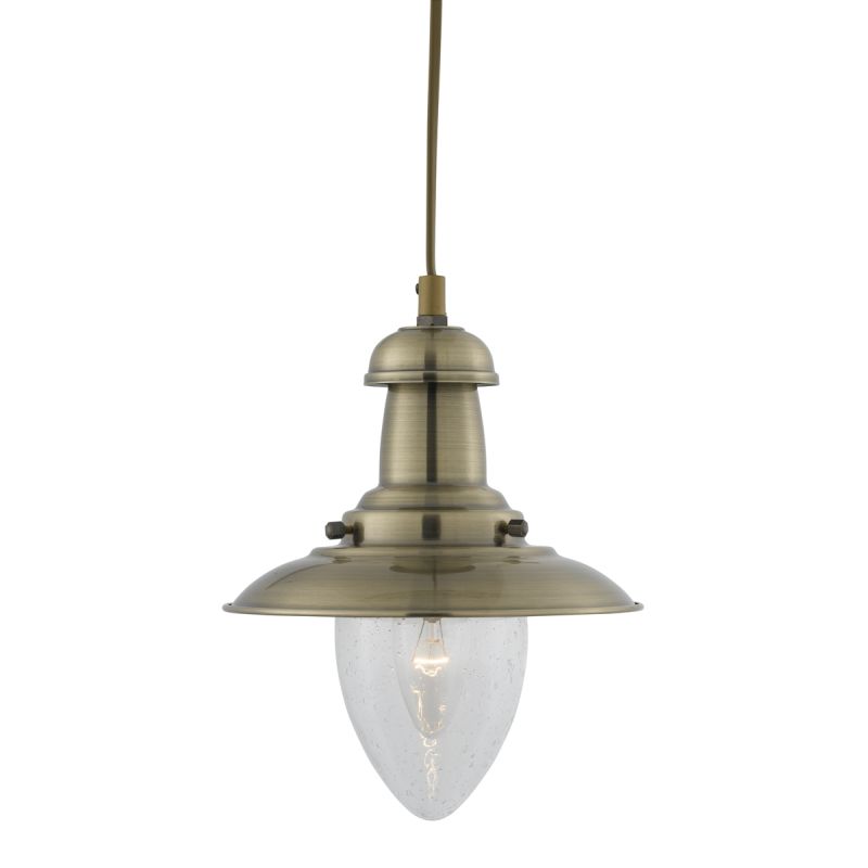 Searchlight-5787AB - Fisherman - Antique Brass with Glass Fisherman Pendant