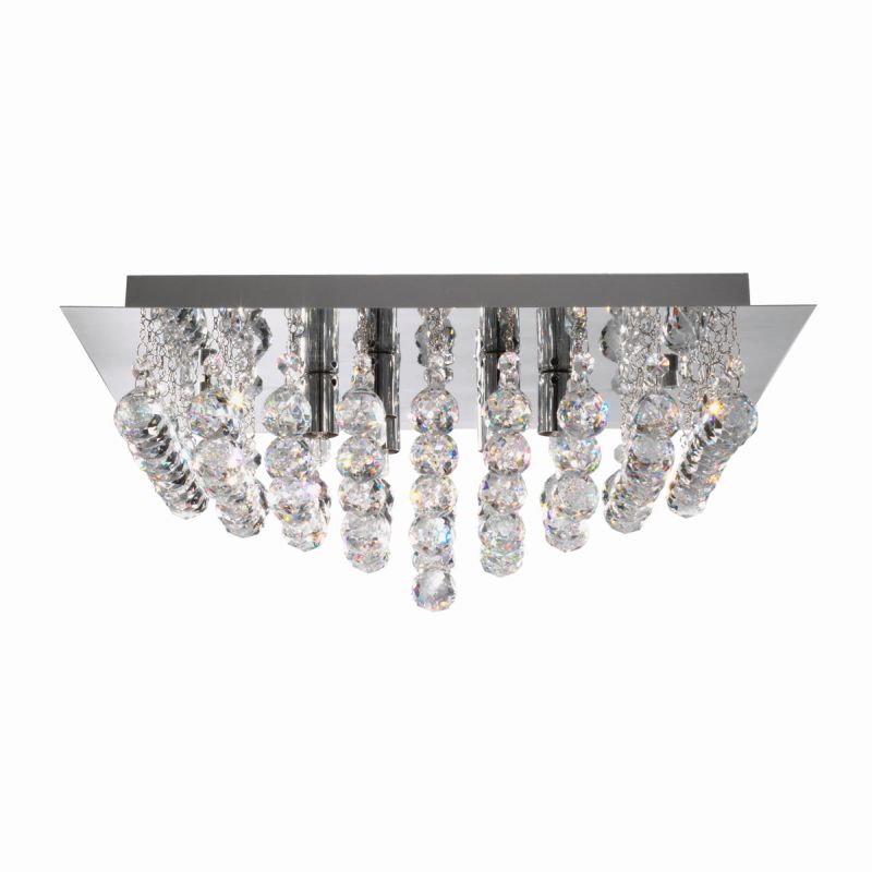 Searchlight-6404-4CC - Hanna - Crystal with Chrome Square 4 Light Ceiling Lamp