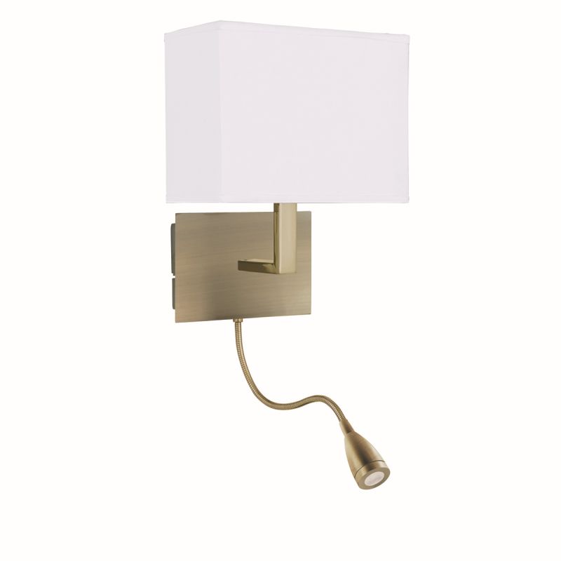 Searchlight-6519AB - Hotel - White with Antique Brass Mother & Child LED Wall Lamp